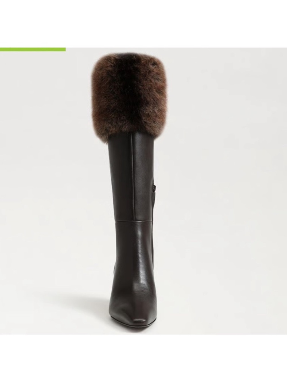 Sam Edelman Black Leather Knee-High Boots with Brown Fur Cuff - Picture 3 of 12